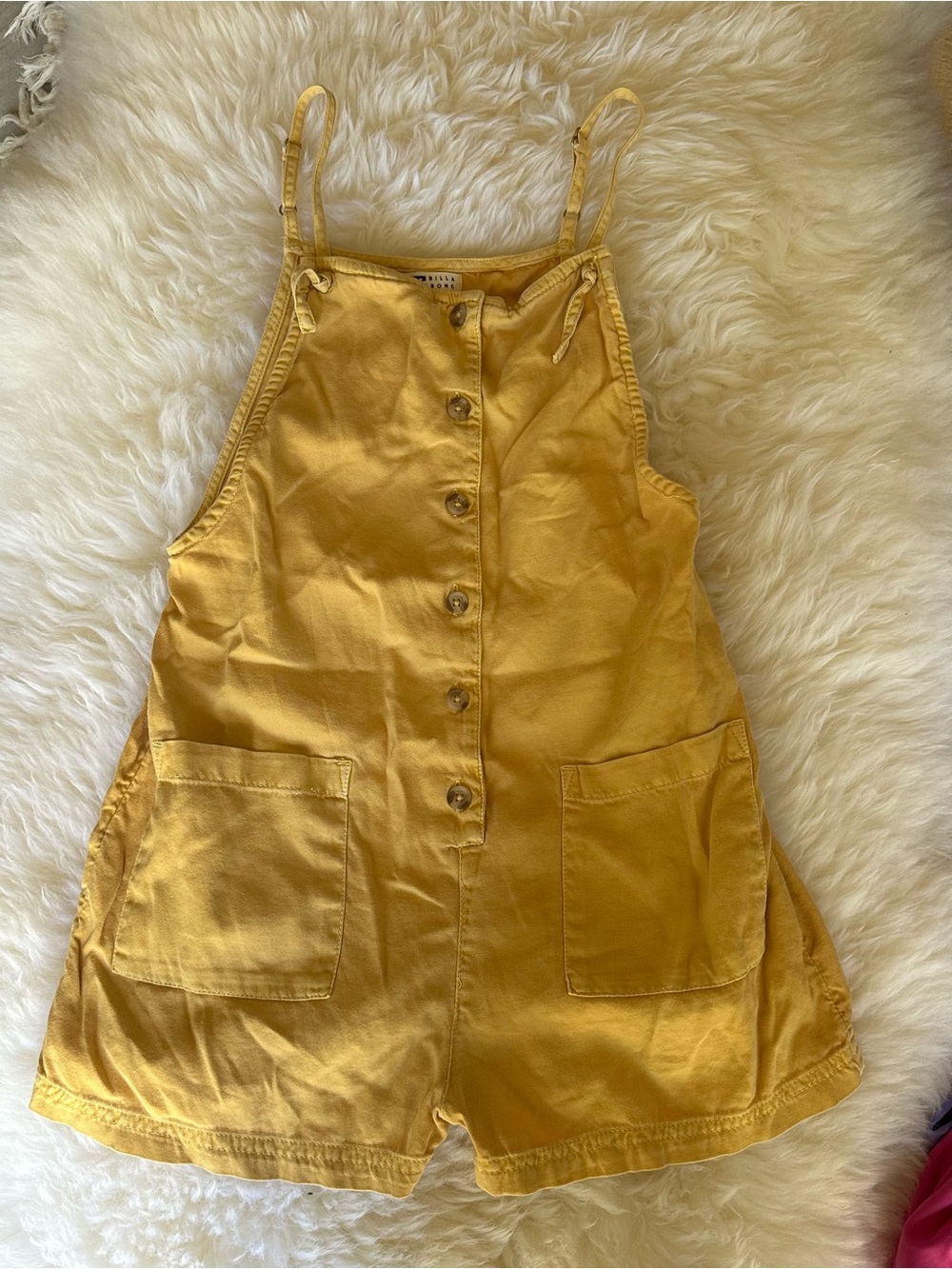 Billabong Girls' Yellow Button-Front Romper